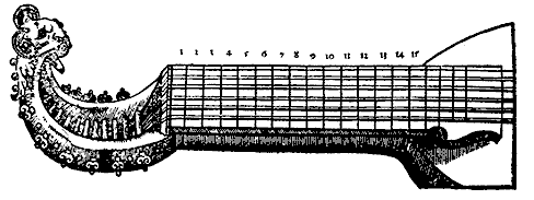 [Chromatically fretted cittern.]